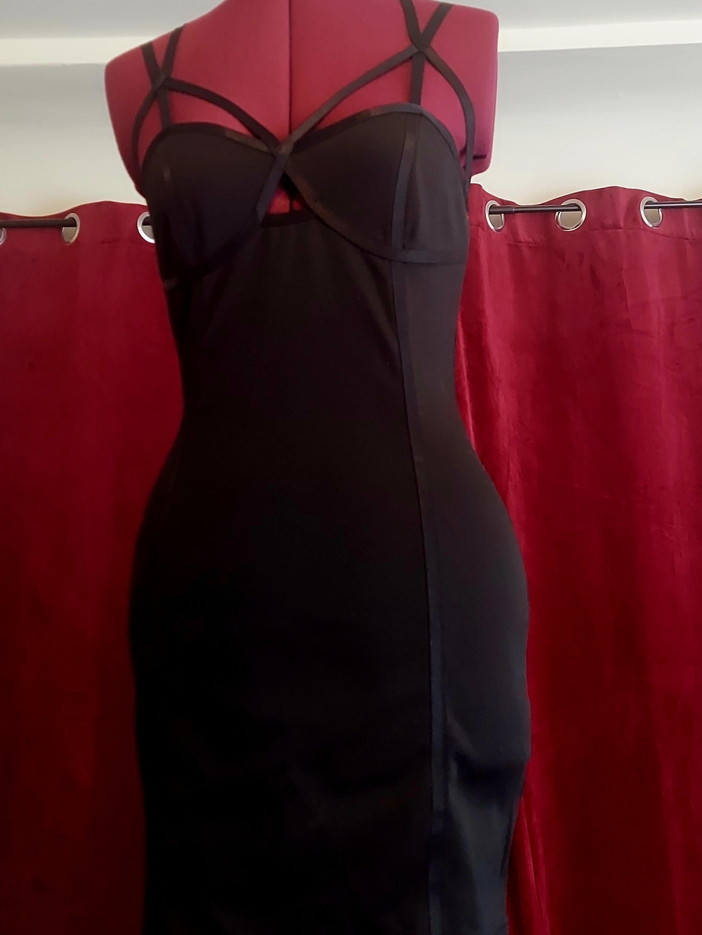 Keepsake Black Strappy Bodycon Mini Dress - Size 6